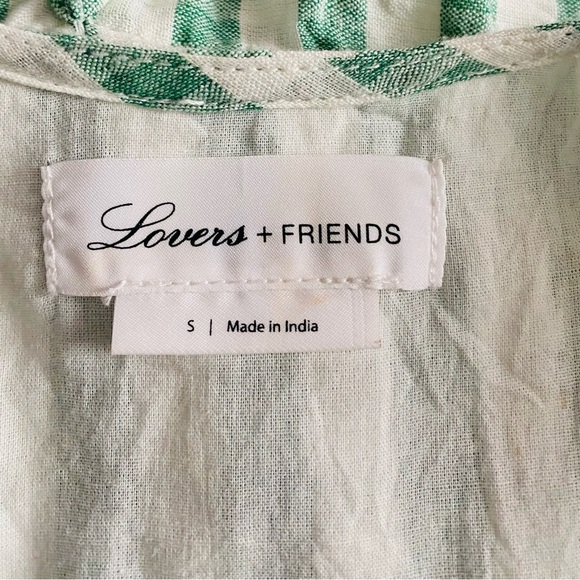 LOVERS + FRIENDS Cotton Simon Romper in an Emerald Green & White Striped Size S - Picture 9 of 10